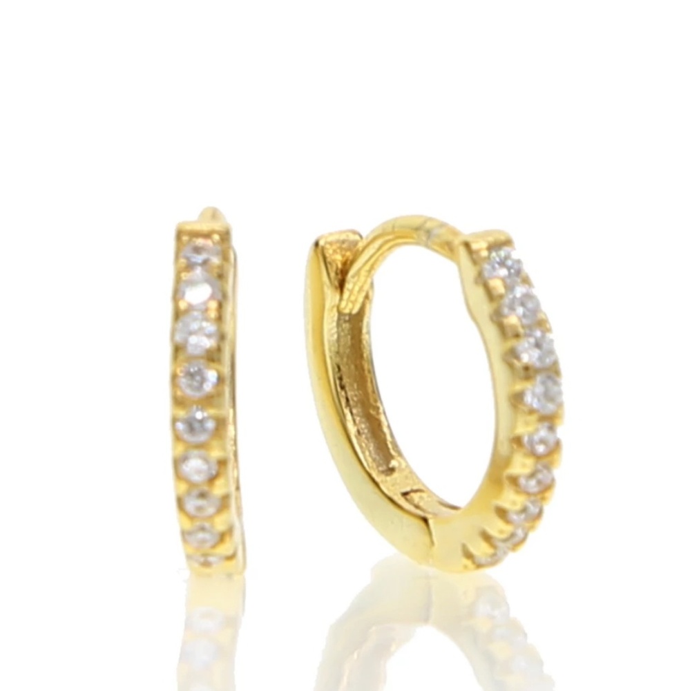 18k gold vermeil pave huggie hoops